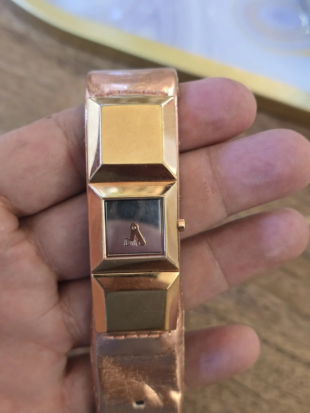D&G Gold Tone Women's Bracelet Watch with Mirror Dial